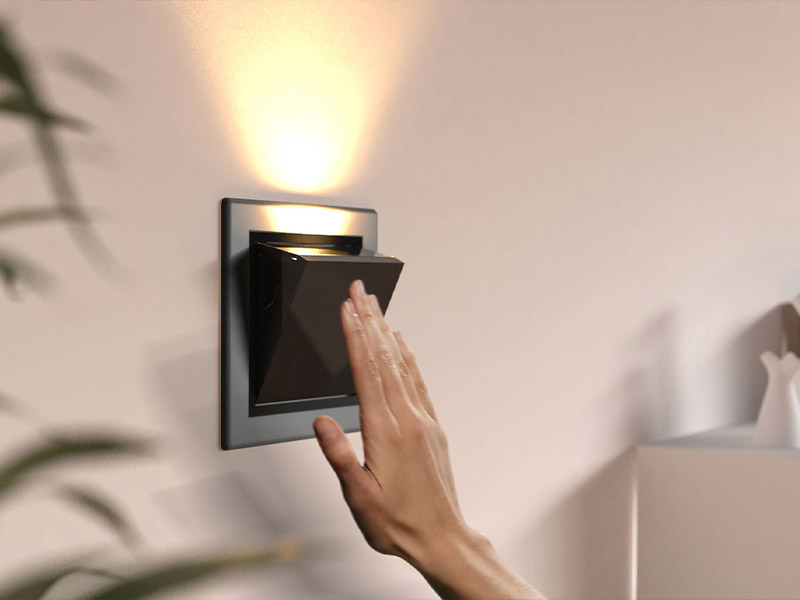 wall lamp render with hand