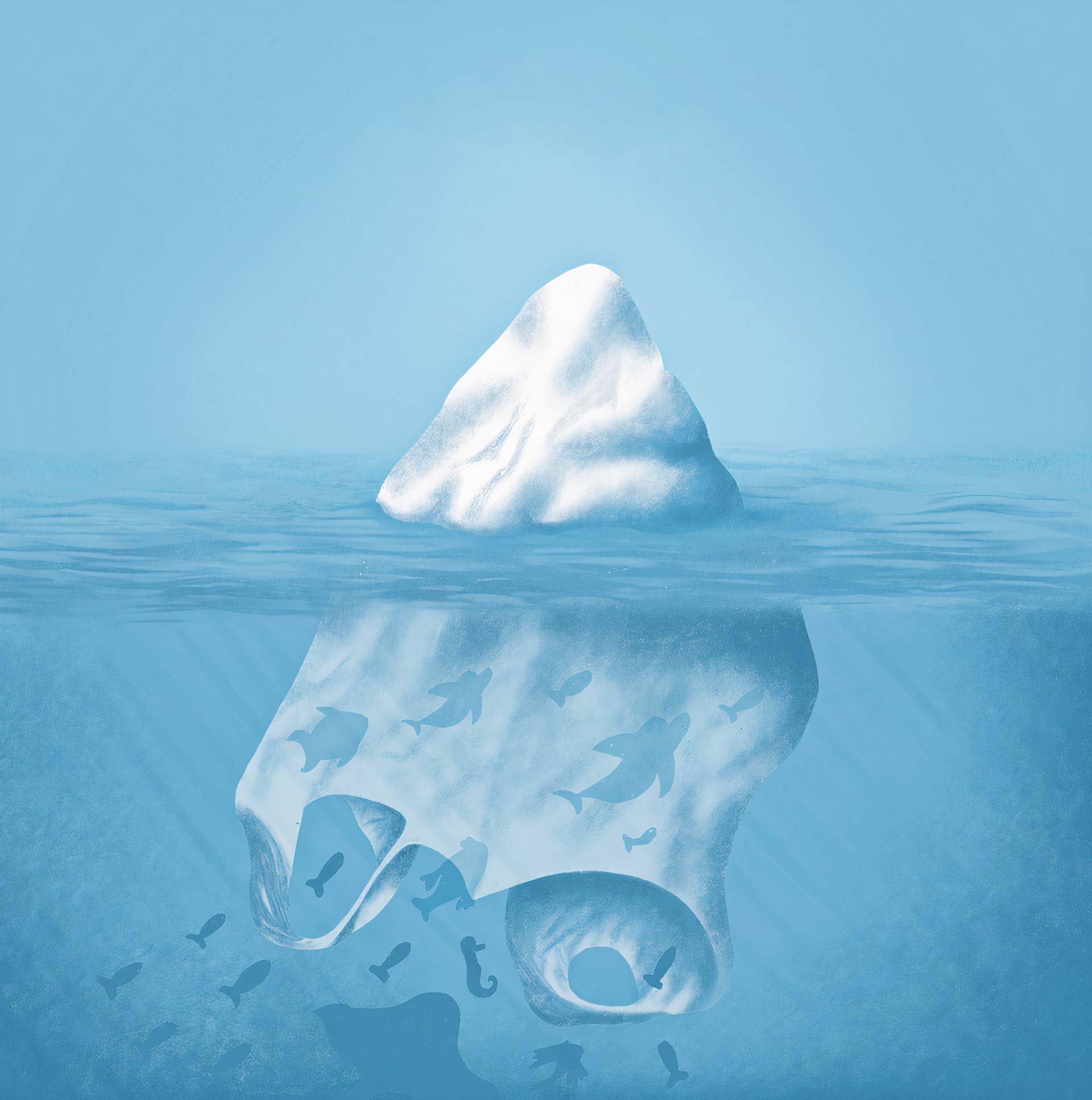 Plastic bag ice berg